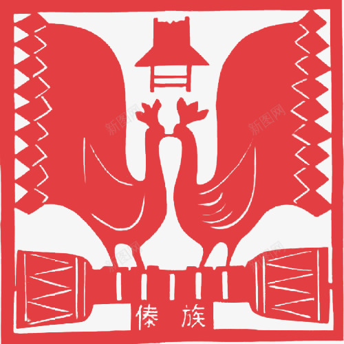 红色傣族图案剪纸png免抠素材_88icon https://88icon.com 傣家 傣族 傣族图案 剪纸 孔雀 少数民族 民族