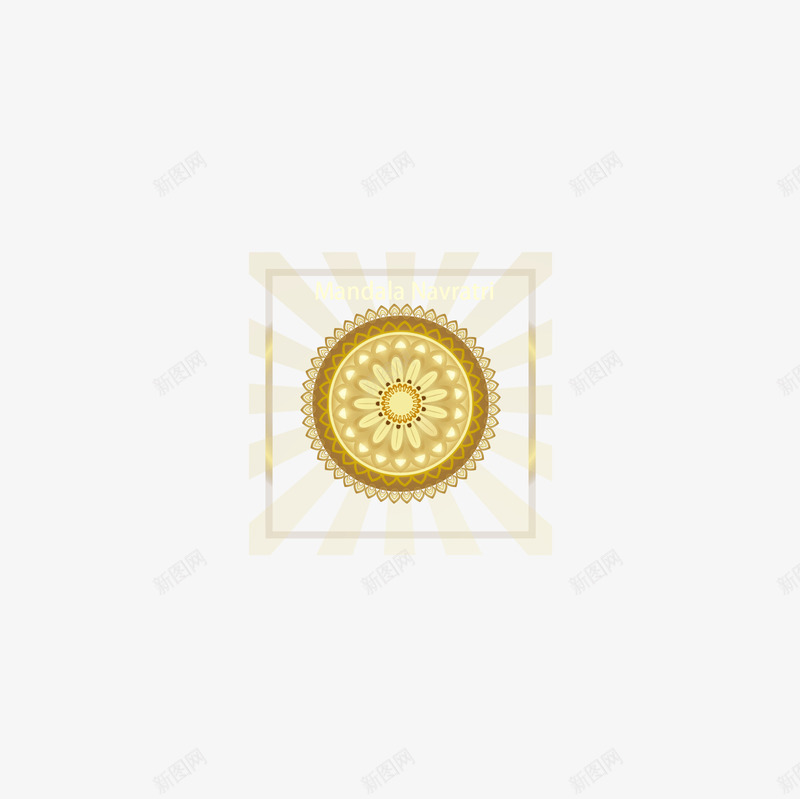 金色透明边框矢量图ai免抠素材_88icon https://88icon.com 印度节日图腾 少数民族节日图腾 金色莲花图案 矢量图