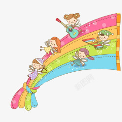 卡通琴彩虹窗帘桥高清图片