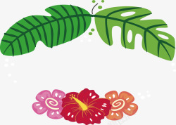 卡通树叶花朵标题框素材
