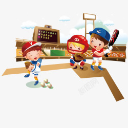 可爱卡通棒球运动儿童素材