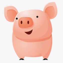 微笑猪抬起头的小猪可爱卡通矢量图高清图片