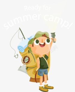 夏天准备露营的孩子矢量图素材