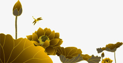 黄褐色莲花池中秋素材