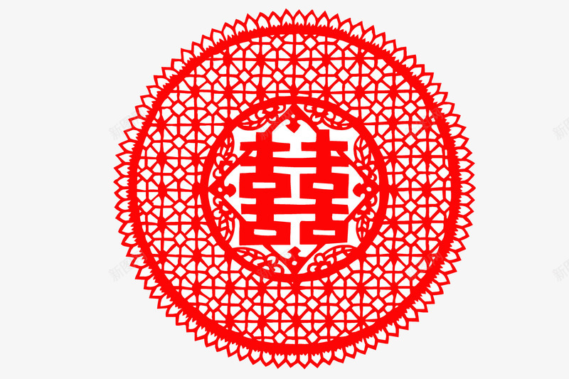 中国风红色喜字窗花剪纸png免抠素材_88icon https://88icon.com 中国风 创意 剪纸 卡通手绘 古风 喜字 民间艺术 水彩 红色