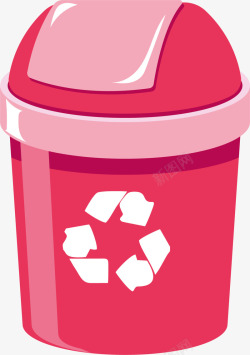 红色立体回收垃圾桶素材