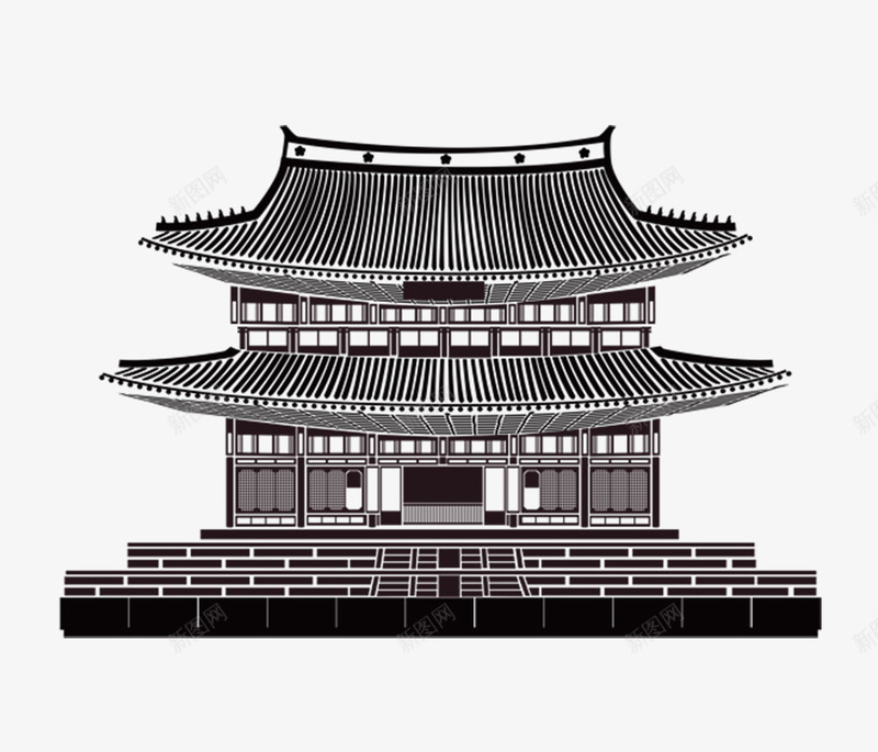 手绘宫廷建筑png免抠素材_88icon https://88icon.com 建筑 手绘 线性 装饰