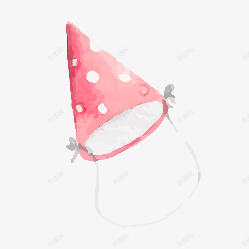 手绘红色生日帽png免抠素材_88icon https://88icon.com 卡通帽子 生日帽子 红色 背景装饰