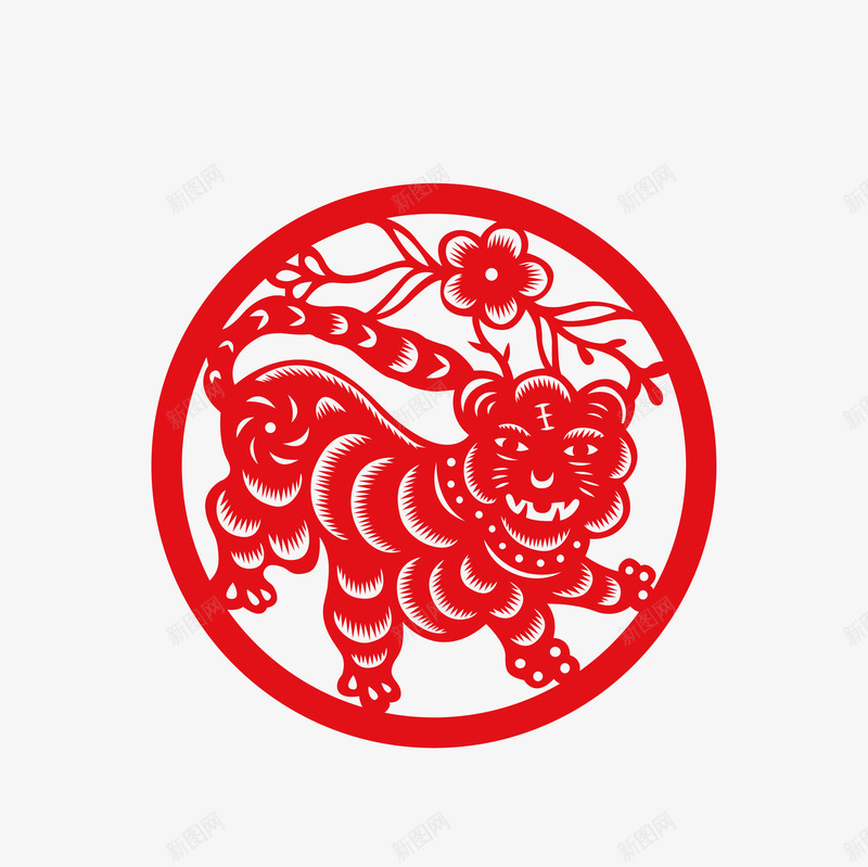 剪纸传统十二生肖动物png免抠素材_88icon https://88icon.com 传统 剪纸 动物 十二生肖 老虎 老虎头像剪纸