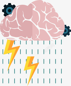 闪电大脑图片头脑风暴高清图片