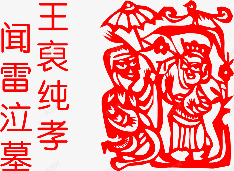 二十四孝闻雷泣墓剪纸png免抠素材_88icon https://88icon.com 中国典故 二十四孝 剪纸 尽孝 教顺父母 母亲节 百里负来 闻雷泣墓