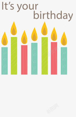 彩色生日快乐蜡烛矢量图素材