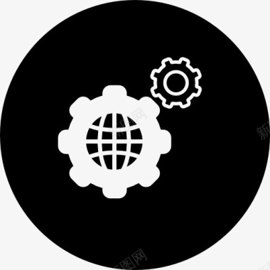 世界范围内的网格与齿轮图标图标