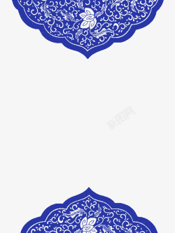 蓝色中国风剪纸装饰图案素材