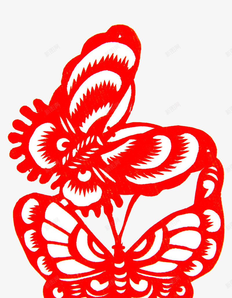 两只红色的蝴蝶剪纸png免抠素材_88icon https://88icon.com 中国艺术 创意 剪纸 卡通 商务 手绘 窗花 红色 蝴蝶