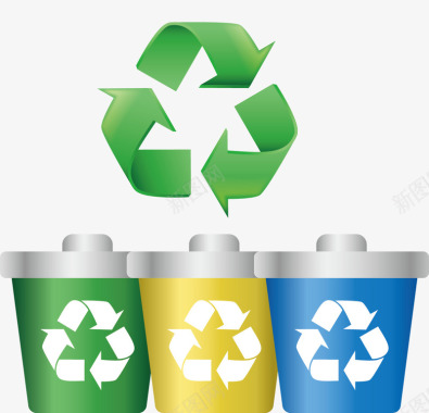 手绘回收环保图标垃圾桶图标