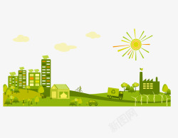 绿色城市环保城市矢量图素材