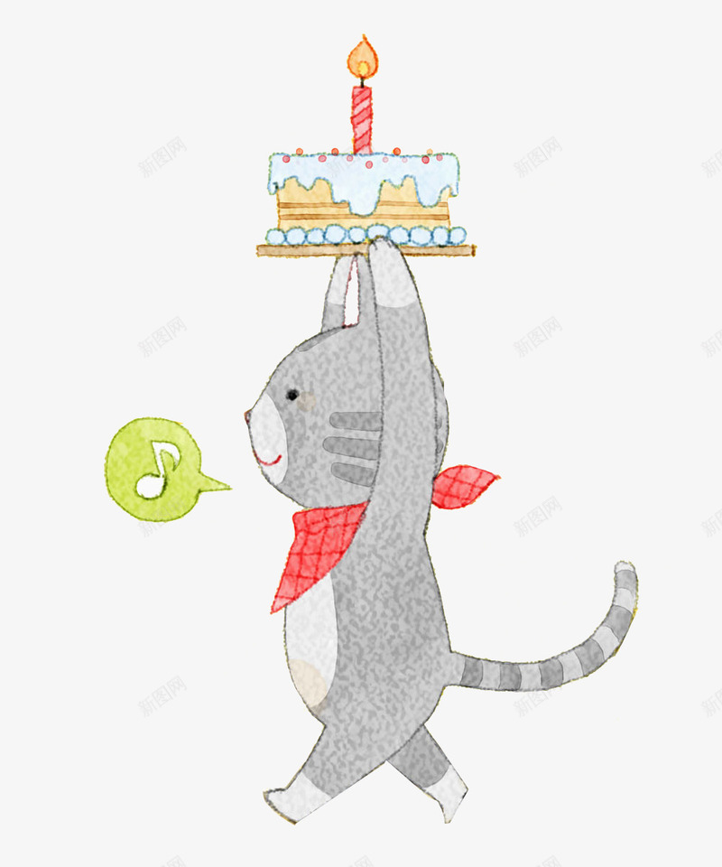 卡通拿着蛋糕的小猫图png免抠素材_88icon https://88icon.com 卡通 可爱 哼唱的 小猫 手托着蛋糕 插图 生日蛋糕 蛋糕 蜡烛