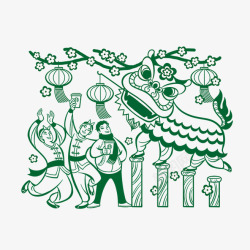 过新年绿色剪纸素材