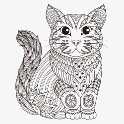 猫线性绘画素材