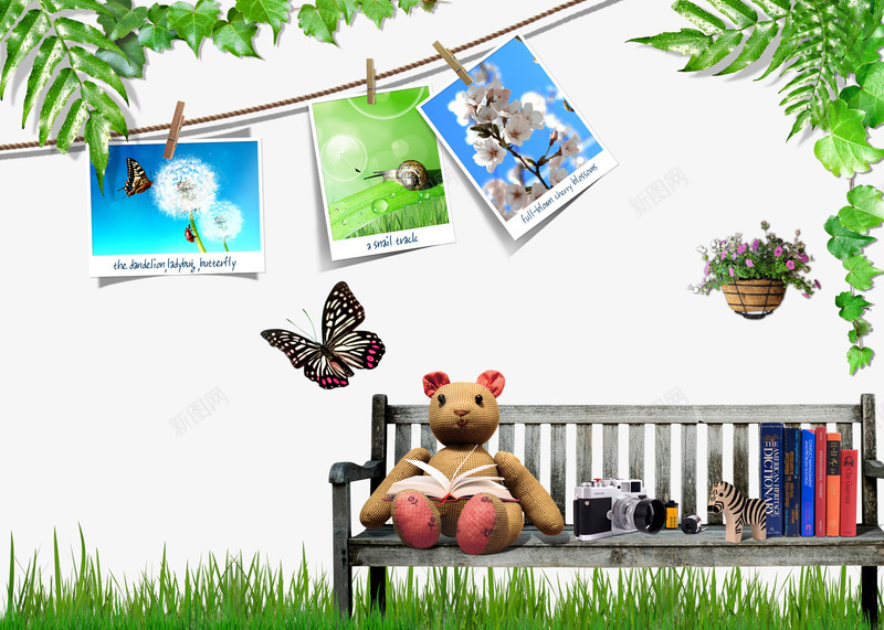 田园风光png免抠素材_88icon https://88icon.com 公仔 照片 花草 蝴蝶