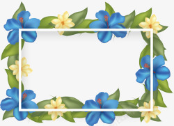 精美蓝色花朵相框矢量图素材