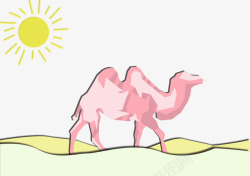 创意沙漠骆驼立体剪纸插画素材