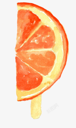 手绘水彩绘画夏日橘子水果冰棍素材