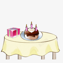 桌子上的生日蛋糕和礼物素材