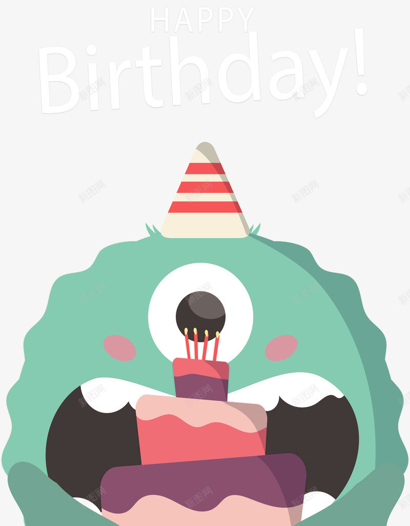 绿色怪兽生日贺卡矢量图ai免抠素材_88icon https://88icon.com happybirthday 生日 生日卡 生日贺卡 矢量png 绿色怪兽 矢量图