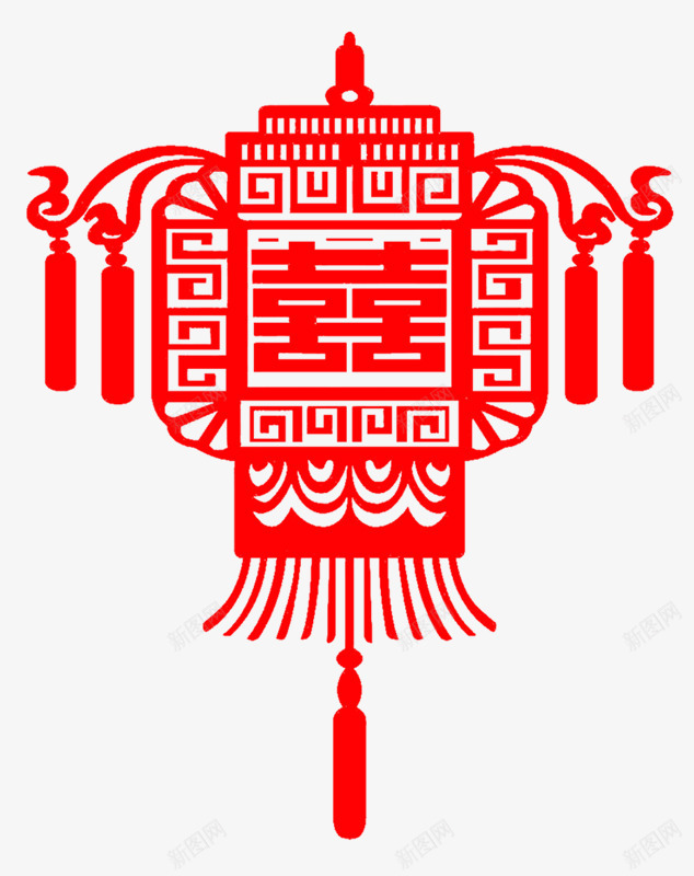 中国风红囍喜剪纸png免抠素材_88icon https://88icon.com 中国风 剪纸