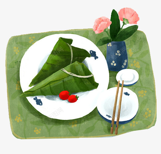 绿色粽子端午节卡通插画png免抠素材_88icon https://88icon.com 传统 卡通插画 端午节 粽子 绿色 美食 节日 食物