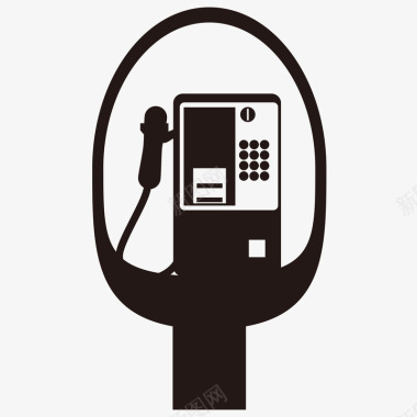 喊话筒联系方式黑色扁平化电话亭图标矢量图图标