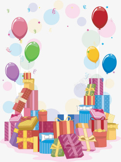 生日礼物和气球插画素材