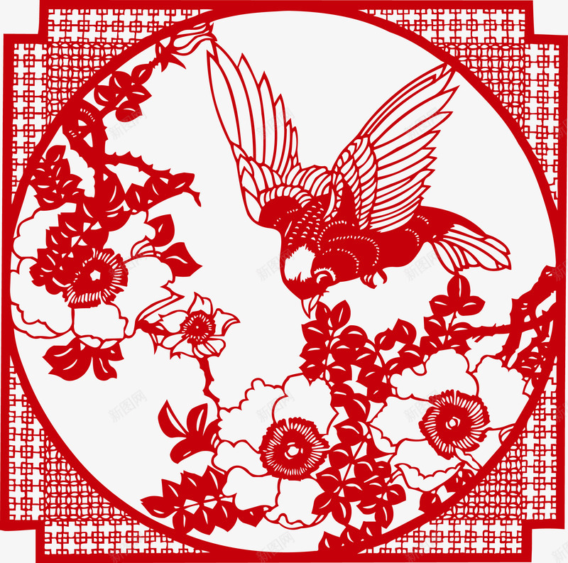 剪纸png免抠素材_88icon https://88icon.com 剪纸 古典 吉祥 平面设计 红色 花纹 装饰图案