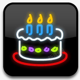 生日蛋糕卡通霓虹灯风格图标透明图标