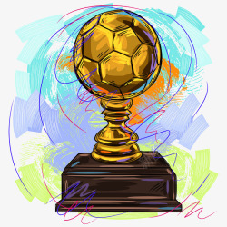 卡通彩绘足球奖杯素材