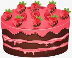 手绘草莓巧克力生日蛋糕素材