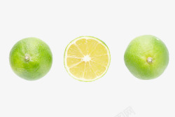 三个迷你青桔柠檬素材