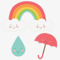 彩虹雨伞雨滴素材