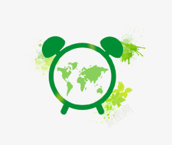 绿色创意环保闹钟插画素材