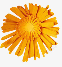 黄色剪纸修饰物花朵素材