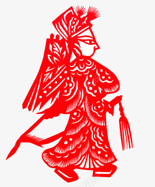 小麦苗剪纸穿着戏服的男士红色剪纸图标图标