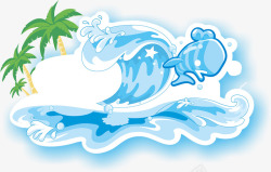 夏日椰树海浪海豚海报素材