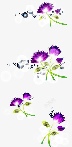 紫色荧光莲花花纹装饰素材