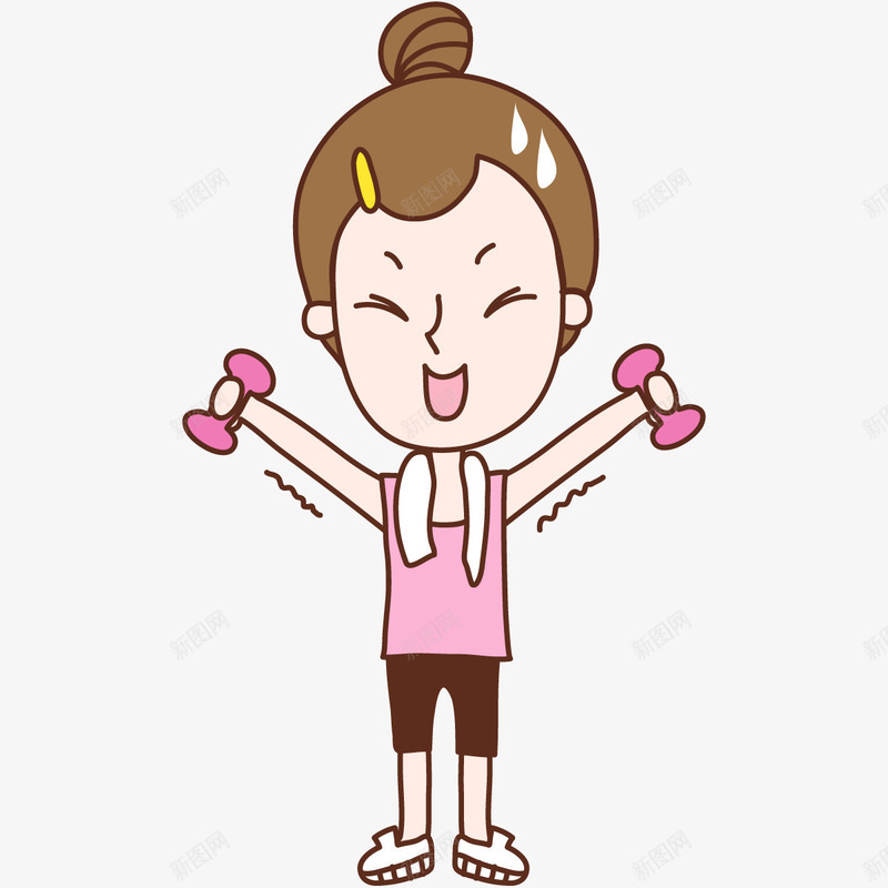 卡通健身锻炼体育运动的女孩子png免抠素材_88icon https://88icon.com 体育 健身 卡通 哑铃 女孩子 运动 锻炼
