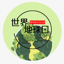 绿色清新装饰世界地球日标签素材