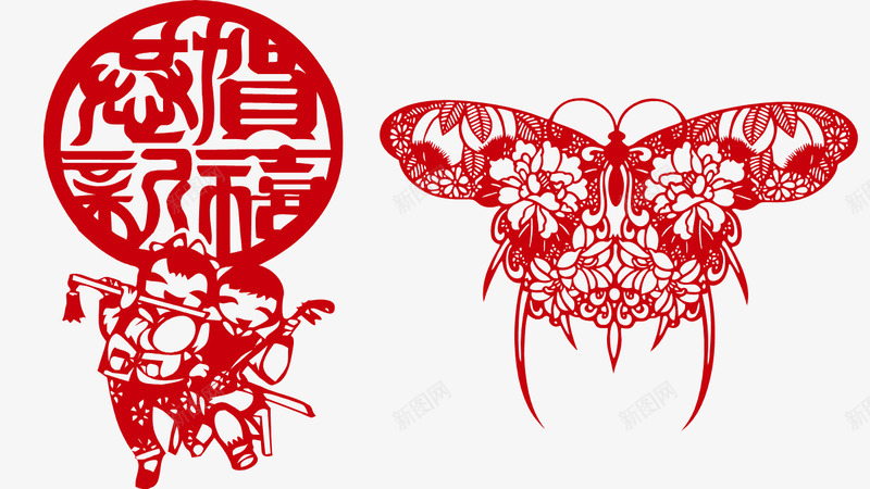 剪纸窗花新年新春png免抠素材_88icon https://88icon.com 剪纸 新年 新春 窗花