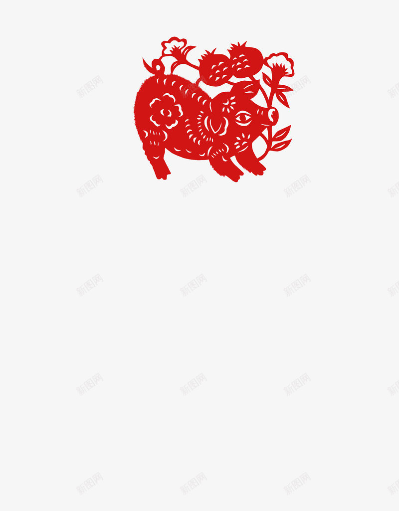 生肖剪纸png免抠素材_88icon https://88icon.com 剪纸 猪 红色