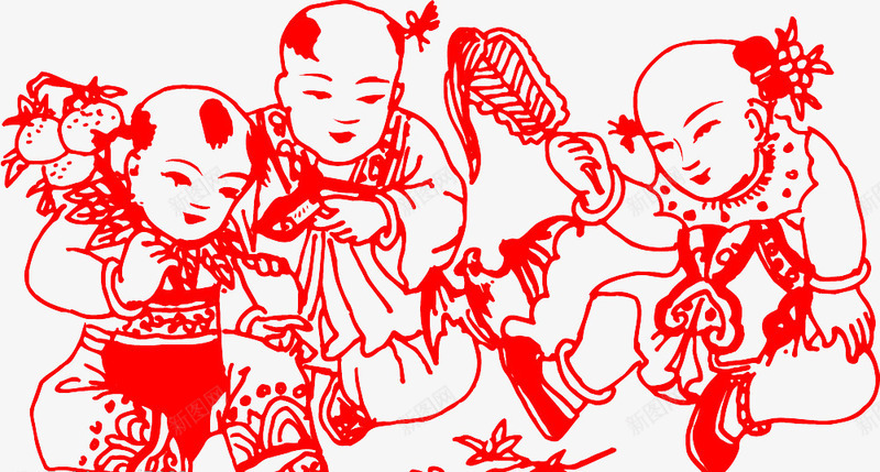 中国传统年画剪纸人物psdpng免抠素材_88icon https://88icon.com 中国传统年画 传统年画psd素材 年画剪纸人物
